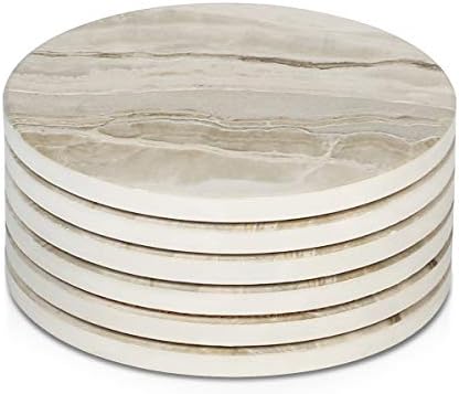 LIFVER Coasters Set of 6, Absorbent Drink Coasters, Marble Style Ceramic Stone Coaster for Drink Tabletop Protection, Modern Coaster Ideal for Home Decor Coffee Table House Warming Gifts