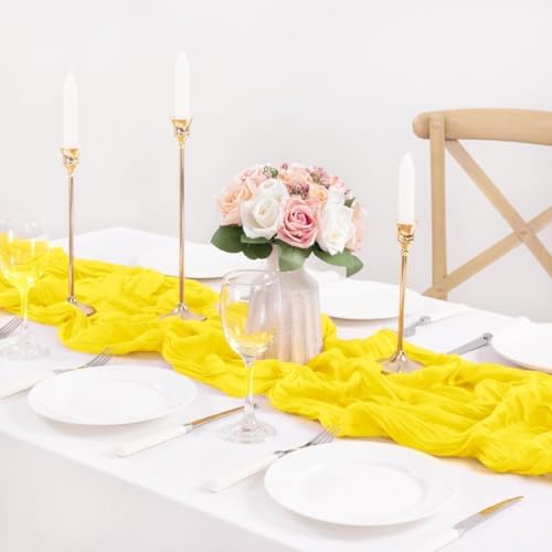 3 Pack Yellow Cheesecloth Table Runner 10ft Rustic Gauze Centerpiece