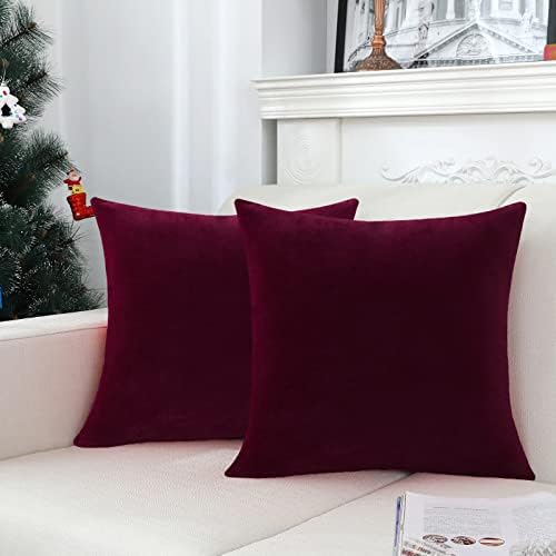 Jeneoo Set of 1 Comfy Soft Thick Velvet Throw Pillow Covers for Sofa Couch Decorative Solid Lumbar Cushion Cases for Bedroom Car (14 x 36 Inches, Burgundy Red)