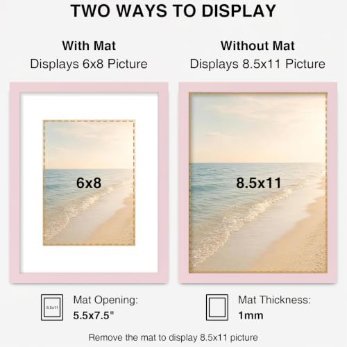 Vittanly 8.5x11 Picture Frames Set of 5, Certificate Frame, Pale Pink