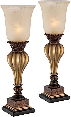 Sattley 23 1/4" High Table Lamps Set of 2 Gold Console Alabaster