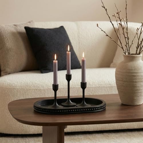 Hanobe Black Decorative Trays for Living Room Coffee Table, Beaded Edge