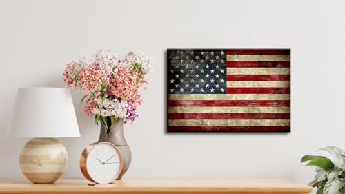 Pyradecor Old Vintage American Flag Canvas Prints Wall Art Pictures Paintings for Living Room Office Home Decorations Modern Abstract Landscape Artwork