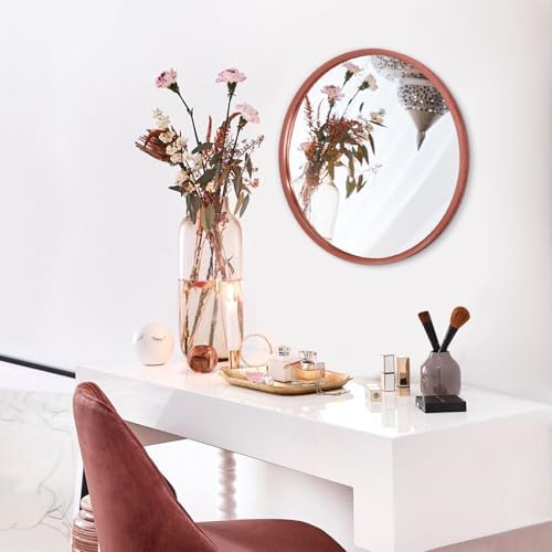 AOAOPQ Aluminum Tempered Glass Framed Bathroom for Wall Mounted Round Vanity Hanging Mirror for Bathroom Bedroom 16 inch Red Mirror