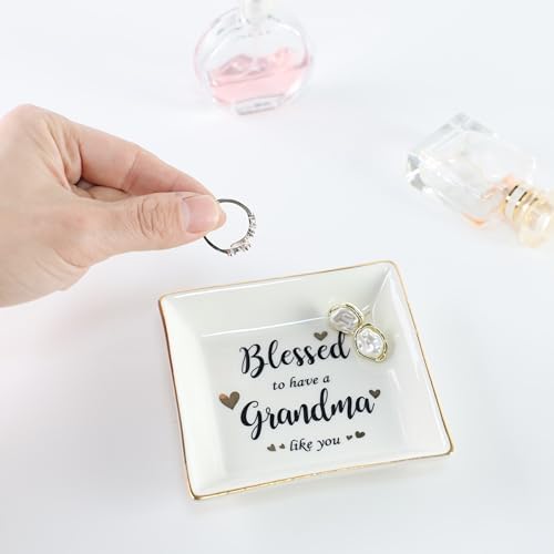 HOME SMILE Bonus Mom Gifts Mother's Day,Step Mom Ceramic Ring Jewelry Dish Tray Plate for Birthday Christmas-You Didn't Give Me Life but Life Gave Me You,Thank You for Loving Me As Your Own
