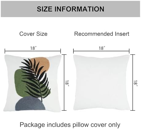 JASEN Abstract Boho Pillow Covers 18x18,Soft Mid Century Palm Fronds Decorative Throw Pillows for Couch Bed Sofa Bedroom（Only 1 Pillow Cover）