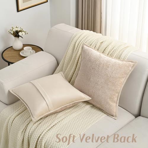 FUTEI Pack of 2 Chenille Soft Throw Pillow Covers 18x18 Inch, Oatmeal
