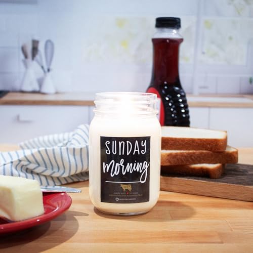 Milkhouse Sunday Morning Soy Candle, 13 oz Mason Jar, 70+ Hr Burn