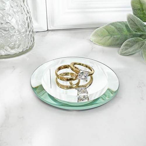 Plymor 3 inch Round, 5mm Thick, Beveled Glass Mirror Circle, Pack of 2 | Table display & centerpieces; includes felt pads to protect surfaces; mosaics, crafts & DIY; silvered glass