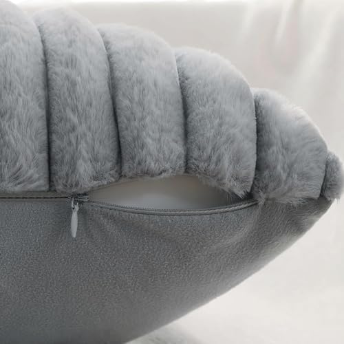 All Smiles Gray Faux Fur Decorative Throw Pillow Covers 26x26 Set of 2