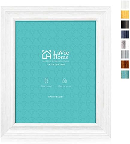 LaVie Home 8x10 Picture Frames (1 Pack, Distressed White) Rustic Photo Frame Set with Tempered Glass for Wall Mount & Table Top Display