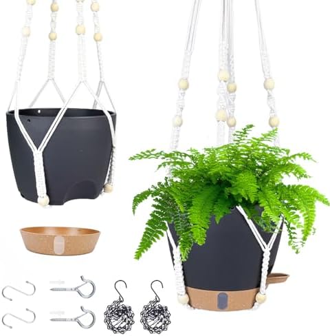 8 Inch Self Watering Hanging Planter for Indoor Outdoor Plants, 2 Pack