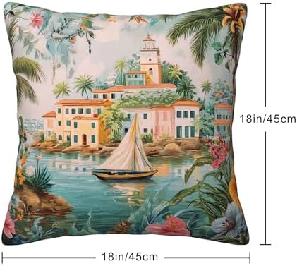 Vintage Sailing Throw Pillow Covers Set of 4 Decorative Soft Double Sided Print Pillow Case Farmhouse Home Decor for Living Room Sofa Couch 18x18