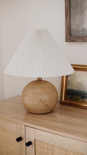 JONATHAN Y Aksel Sphere Table Lamp Coastal 17.25", Beige Wood Finish