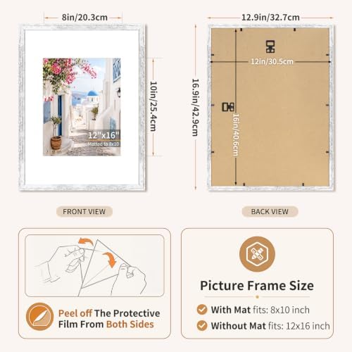 12x16 Picture Frames Set of 3 Vintage White Photo Frame Wall Table Display