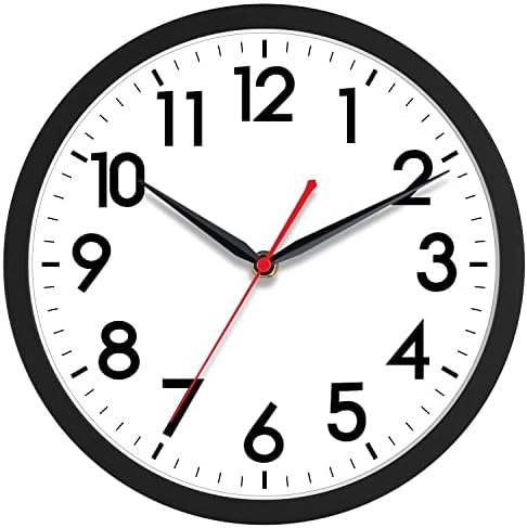 AKCISOT 18 Inch Wall Clock, Silent Battery Operated Analog Clock, Black | Large Size | Living Room | Kitchen | Classroom | Office | Easy to Read Numbers