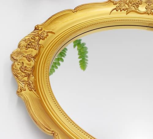 YCHMIR 14.8 x 13.1 inch Oval Wall Mirror Vintage Style Wall Mounted (Gold)