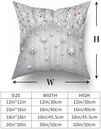 Giwawa Winter Snowflakes Pillow Covers Set of 2 16x16 Inch Christmas Falling Snow Xmas Tree Berries Decorative Farmhouse Throw Cushion Cases for Sofa Couch Porch Indoor Outdoor Holiday Patio