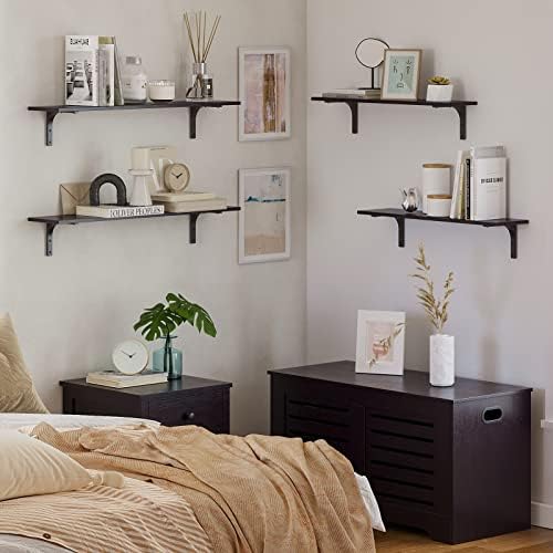 DINZI LVJ Long Wall Shelves, 23.6Inch Wooden Wall Mounted Shelves, Set of 2