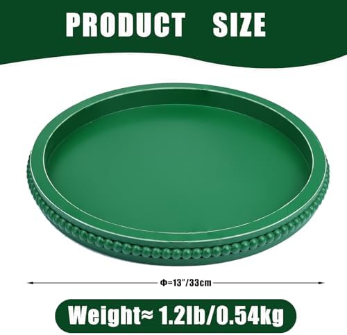 Hrastany Green Round Wood Decorative Ottoman Tray for Coffee Table