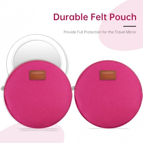 FASCINATE Travel 30X/1X Magnifying Mirror with Light Double Sided Mirror | Rechargeable Lighted Makeup Mirror with 3 Color Setting & Stepless Dimming, Adjustable LED Vanity Mirror