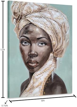 Yihui Arts African American Wall Art - Hand Painted Textured Canvas Print for Modern Contemporary Abstract Decor in Living Room, Bedroom, or Bathroom
