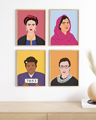 HAUS AND HUES Feminist Poster Set of 4 16x20 - Framed Beige