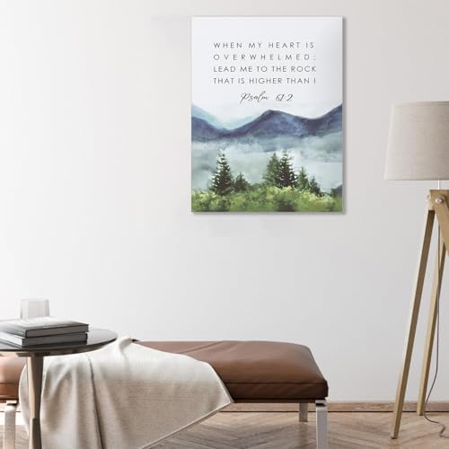 Framed Inspirational Christian Canvas Wall Art 16x24 Inch | Bible Scripture Pictures Wall Decor Psalm 61 : 2 Wall Painting Watercolor Religious Canvas Prints Artwork for Christian Teens