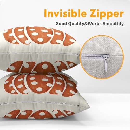 Fall Pumpkin Throw Pillow Cover 18x18 Inch Set of 2 Autumn Orange Pumpkin Outdoor Pillow Cases Polka Dot Beige Thanksgiving Farmhouse Square Cushion Covers for Sofa Couch Porch Patio Home Decor
