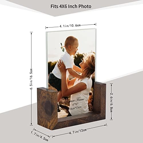 PETAFLOP 4x6 Picture Frame Set of 2, Rustic U-shaped Double Sided Frames Made to Display 4 by 6 Photos, Menu Holder Sign Card Stand for Desk Tabletop
