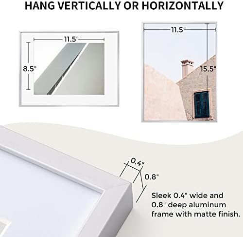 Fun Memories 12x16 Metal Picture Frame -12x16 Aluminum with Shatter-Resistant Glass - Displays 9x12 Photos Mat or Images without Ideal for Home Office Decor(Silver, Pack of 3)