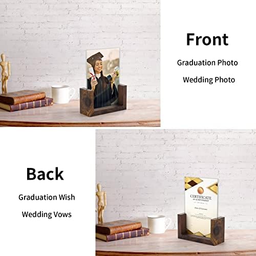 PETAFLOP 4x6 Picture Frame Set of 2, Rustic U-shaped Double Sided Frames Made to Display 4 by 6 Photos, Menu Holder Sign Card Stand for Desk Tabletop