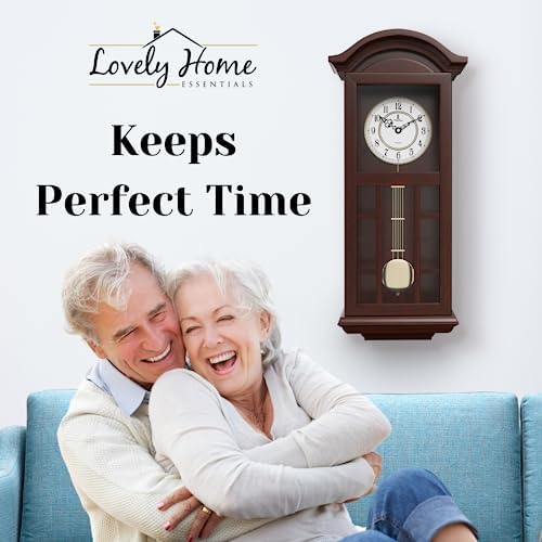 Pendulum Wall Clock, Hanging Wooden Grandfather Wall Clock, Quiet