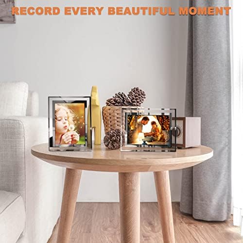 4x6 Picture Frames Set of 4, Silver Mirror Glass Photo Frame for Tabletop Display, Gift Picture Frame, Horizontally or Vertically