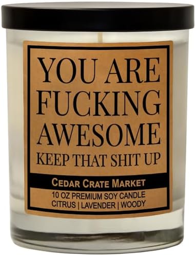 Best Friend, Gift for Women, Men - You are Awesome, Thank You Candle Gift for Her, Him, Inspirational Present for Coworker, Sister, Bestie, Funny Happy Birthday Candle,100% Soy Wax Handmade in the USA