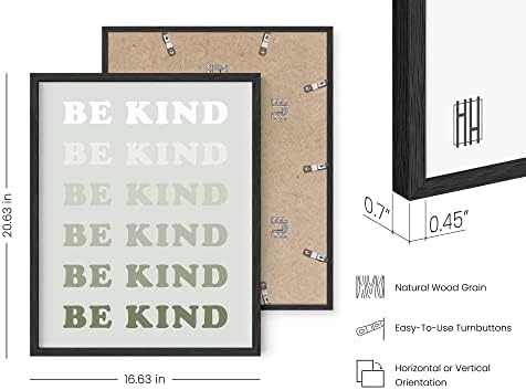 HAUS AND HUES Positive Quote Wall Art - Be Kind Affirmation Poster, Cute Quotes for Teen, Encouragement (16" x 20" Framed Black)