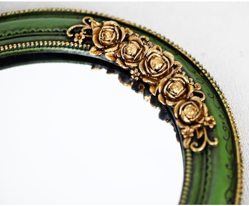 Oval 11.8x10 inch Resin Vintage Mirror | Wall Mounted Decorative Mirror for Entryway, Hallway, Bedroom Oval Mirror(Green)