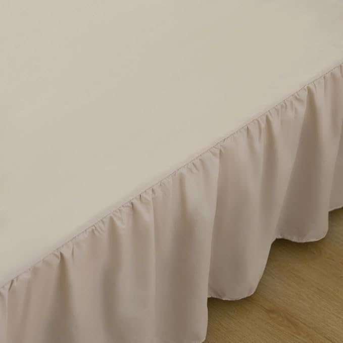 Bed Skirt, Full Size Ruffled Bed Skirts with Split Corners | 16 Inch Drop Dust Ruffle Bed Skirt with Platform, Full -16 Inch, Beige