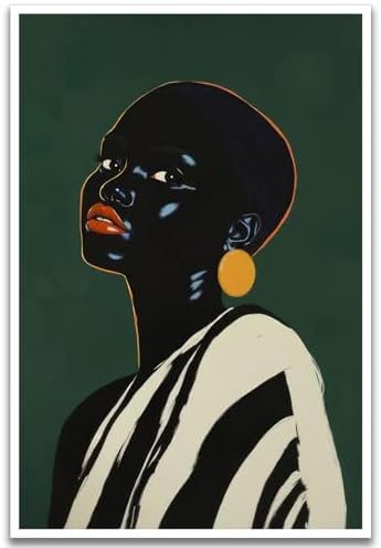 African Woman Canvas Wall Decor Black Girl Wall Art, 16"x24" Unframed | Abstract African American Women Poster, Fashion Black Female Pictures Poster Artwork Prints, Living Room Bedroom Home Decor