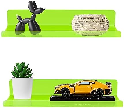 ROYALITA 2-Pack Small Acrylic Shelves Wall Mounted, 12 in Display Shelves