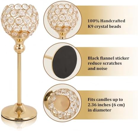 Gold Crystal Candle Holders Set of 2