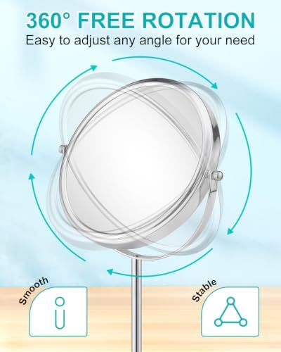 ALHAKIN 30X Magnifying Makeup Mirror, Double Sided Tabletop Mirror with Stand, 8 Inch Vanity Mirror with 360°Rotation for Bathroom, Chrome