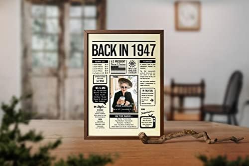 Personalized 78 year old birthday gifts - Back in 1947 Poster - Centerpiece Table Decorations 78th Birthday Party - Custom Born in 1947 Newspaper Vintage Poster for Men, Women