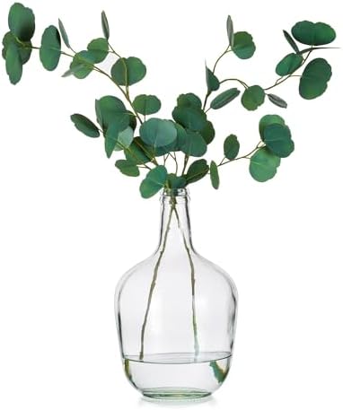 Glasseam Glass Jug Vase, 12in Large Clear Vases for Decor, Farmhouse Tall Floor Vase for Pampas Grass, Decorative Big Bottle Jar for Flowers Living Room Decorations Table Centerpieces