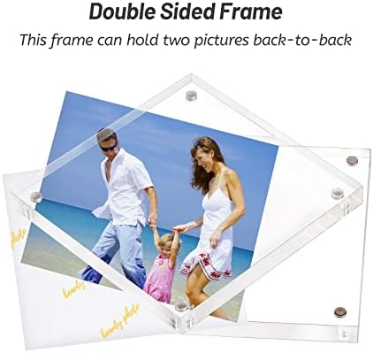 AMEITECH 4x4 Acrylic Picture Frame, Clear Double Sided Block Acrylic Photo Frames, Desktop Frameless Magnetic Photo Frames - 5 Pack