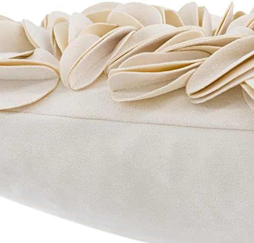 KINGROSE Handmade 3D Flower Home Decorative Throw Pillow Case Rectangular Cushion Cover 12 x 20 Inches for Bed Living Room Sofa Chair Solid Suede Beige