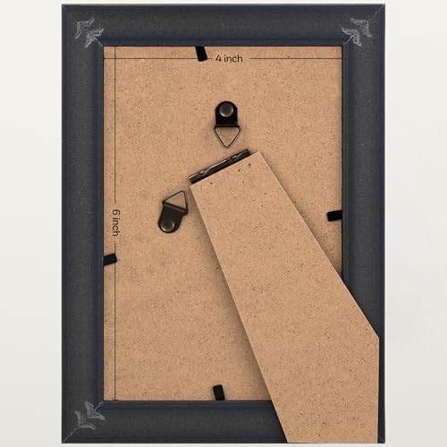 eletecpro 4x6 Vintage Picture Frame, Glass Cover, Brown, 2-Pack
