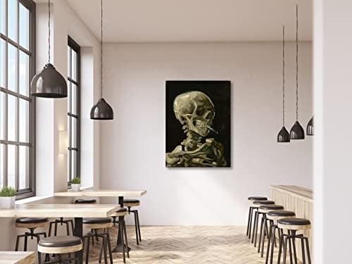 Wieco Art Large Canvas Wall Art Skull of a Skeleton with Burning Cigarette 1886 by Vincent Van Gogh Post-Impressionism Pictures Artwork Canvas Prints for Home Decor and Wall Decor