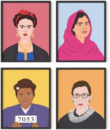 HAUS AND HUES Inspirational Feminist Posters Set of 4 - Inspirational Wall Art Posters for Teen Girls Room, Wall Art Prints and Decor for Women, Womens History Month Poster (UNFRAMED, 16x20)