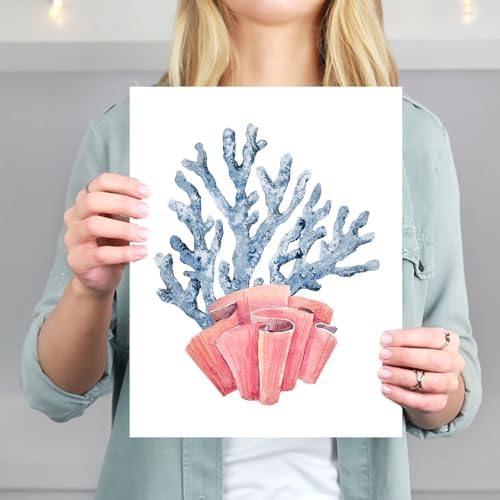 Beach Decor Art Prints (Set of 4) - Unframed - 8x10s | Serene and Inviting Coral-Themed Wall Art Prints | Perfect for Nautical and Ocean-Inspired Home Decor | Bathroom Wall Decor | Apartment Décor's